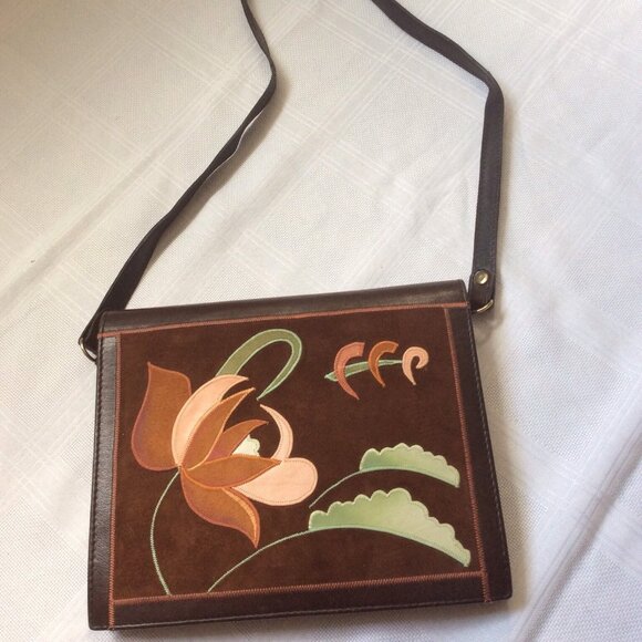 Early 80's (1983) quality leather convertible brown handbag clutch, handmade - Picture 1 of 3